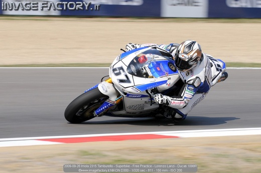 2009-09-26 Imola 2315 Tamburello - Superbike - Free Practice - Lorenzo Lanzi - Ducati 1098R